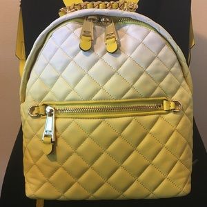 MOSCHINO 2016 QUILTED LEATHER BACKPACK White/Yell